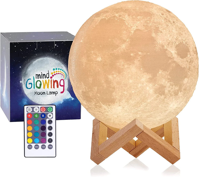 Mind-Glowing 3D Moon Lamp - Kids Moon Night Light Ball with Stand, 16 Colors, Touch/Remote Control, Cool Birthday Gifts for 2 3 4 5 6 7 8 9 10 Year Old Girls & Boys, Bedroom Decor for Women (4.7 Inch) Home & Garden > Lighting > Night Lights & Ambient Lighting Mind-glowing 7.1 Inch  