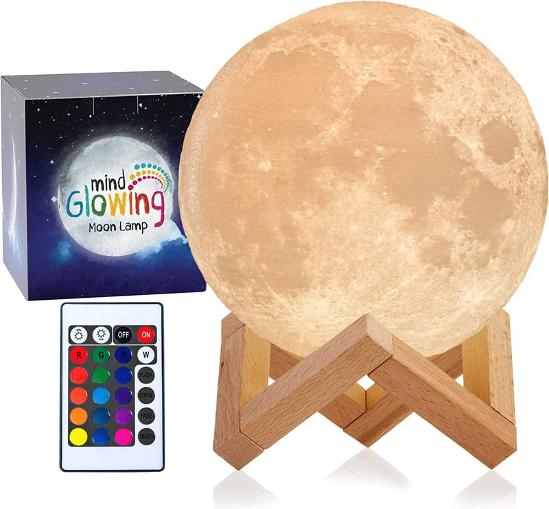 Mind-Glowing 3D Moon Lamp - Kids Moon Night Light Ball with Stand, 16 Colors, Touch/Remote Control, Cool Birthday Gifts for 2 3 4 5 6 7 8 9 10 Year Old Girls & Boys, Bedroom Decor for Women (4.7 Inch) Home & Garden > Lighting > Night Lights & Ambient Lighting Mind-glowing 5.9 Inch  