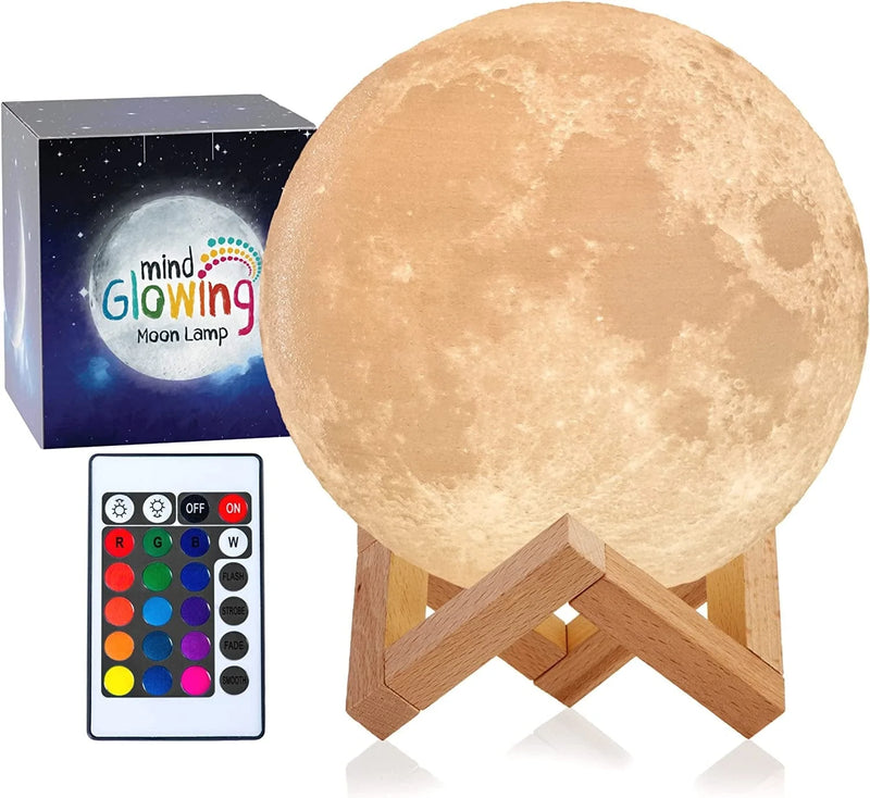 Mind-Glowing 3D Moon Lamp - Kids Moon Night Light Ball with Stand, 16 Colors, Touch/Remote Control, Cool Birthday Gifts for 2 3 4 5 6 7 8 9 10 Year Old Girls & Boys, Bedroom Decor for Women (4.7 Inch) Home & Garden > Lighting > Night Lights & Ambient Lighting Mind-glowing 4.7 Inch  