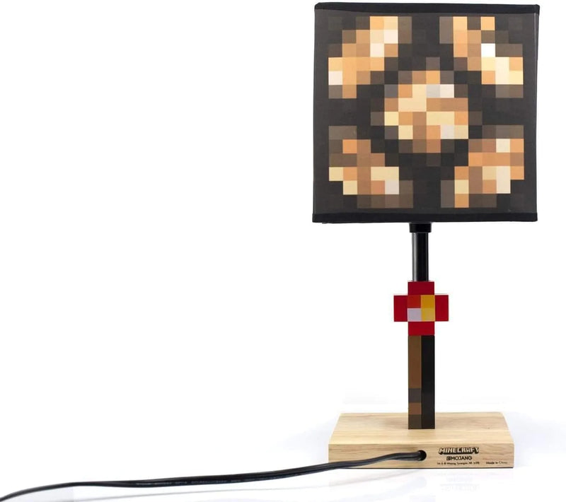 Minecraft Glowstone 14 Inch Corded Desk LED Night Light - Decorative, Fun, Safe & Awesome Bedside Mood Lamp Toy for Baby, Boys, Teen, Adults & Gamers - Best for Home'S Bedroom, Living Room or Office
