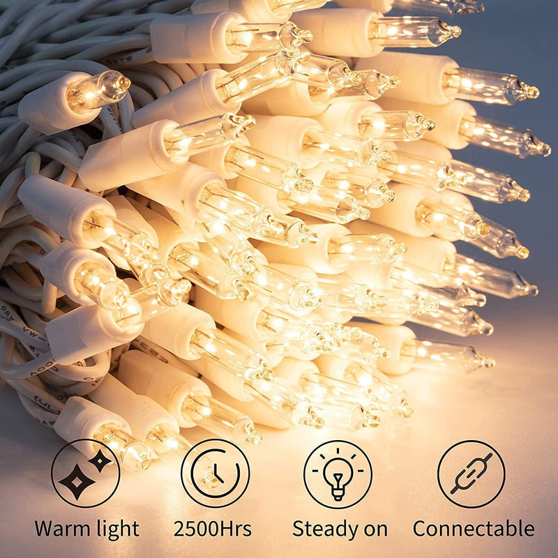 Minetom Clear Christmas Lights Set 100 Count 25 Feet Incandescent Bulb Mini String Lights for Indoor Christmas Tree Garland Birthday Wedding Party Festival Decoration, White Wire Home & Garden > Lighting > Light Ropes & Strings Minetom   