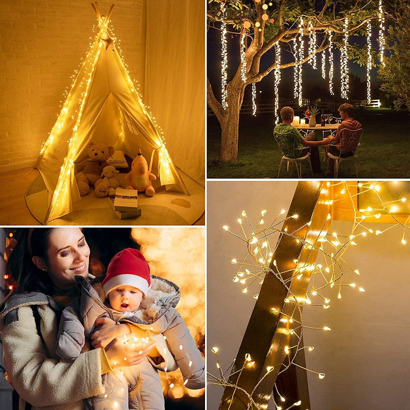 Minetom Fairy Lights Plug In, 10Feet 200 Led Cluster Lights Waterproof Firecracker Starry String Lights for Ceiling Bedroom Wreath Window Wedding Christmas Tree Decoration, Warm White (No Remote) Home & Garden > Lighting > Light Ropes & Strings Minetom Inno Lighting   