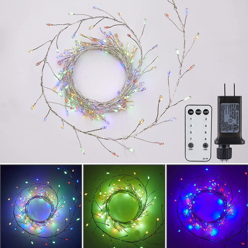 Minetom Fairy Lights Plug In, 10Feet 200 Led Cluster Lights Waterproof Firecracker Starry String Lights for Ceiling Bedroom Wreath Window Wedding Christmas Tree Decoration, Warm White (No Remote) Home & Garden > Lighting > Light Ropes & Strings Minetom Inno Lighting Multicolor - Remote 10Feet 