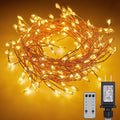 Minetom Fairy Lights Plug In, 10Feet 200 Led Cluster Lights Waterproof Firecracker Starry String Lights for Ceiling Bedroom Wreath Window Wedding Christmas Tree Decoration, Warm White (No Remote) Home & Garden > Lighting > Light Ropes & Strings Minetom Inno Lighting Warm White - Remote 10Feet 