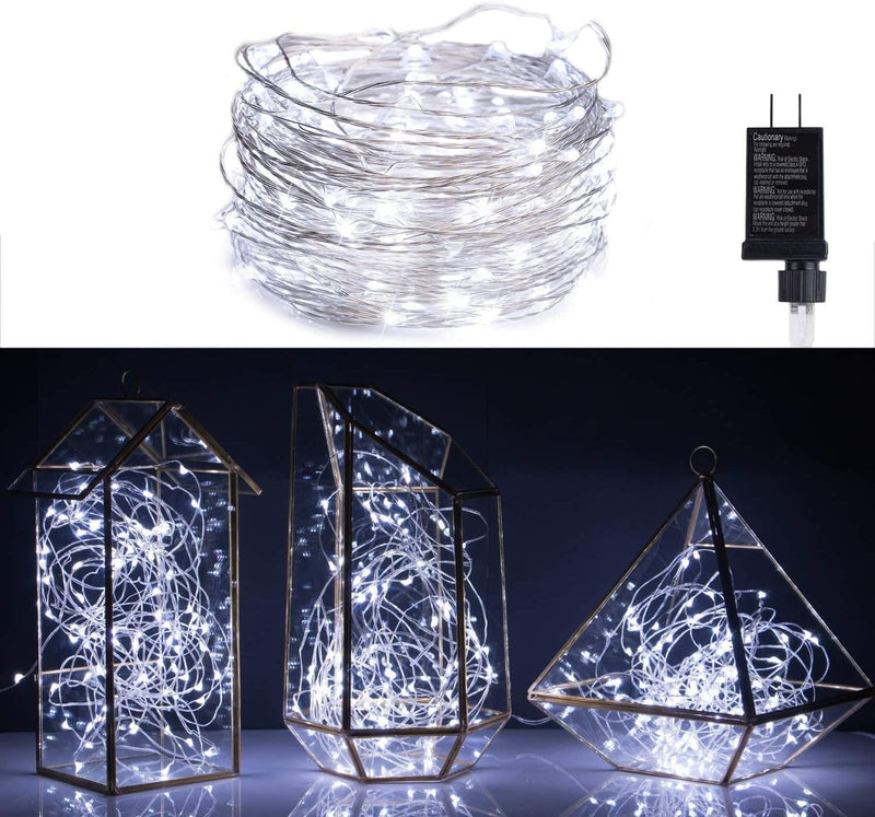 Minetom Fairy Lights Plug In, 33Ft 100 Leds Waterproof Silver Wire Firefly Lights, UL Adaptor Included, Starry String Lights for Wedding Indoor Outdoor Christmas Patio Garden Decoration, Warm White Home & Garden > Lighting > Light Ropes & Strings Minetom Inno Lighting Pure White 100 LEDs 