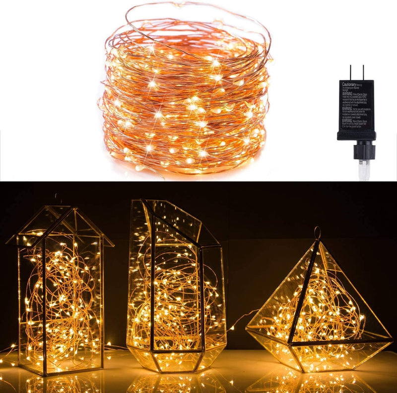 Minetom Fairy Lights Plug In, 40Ft 120 LED Waterproof Copper Wire Firefly Lights, with UL Adaptor, Starry String Lights for Wedding Indoor Outdoor Christmas Garden Decoration, Warm White(No Remote) Home & Garden > Lighting > Light Ropes & Strings Minetom Dongguan GuanQing Electronics Co., Ltd. HS Warm White 300 LEDs 
