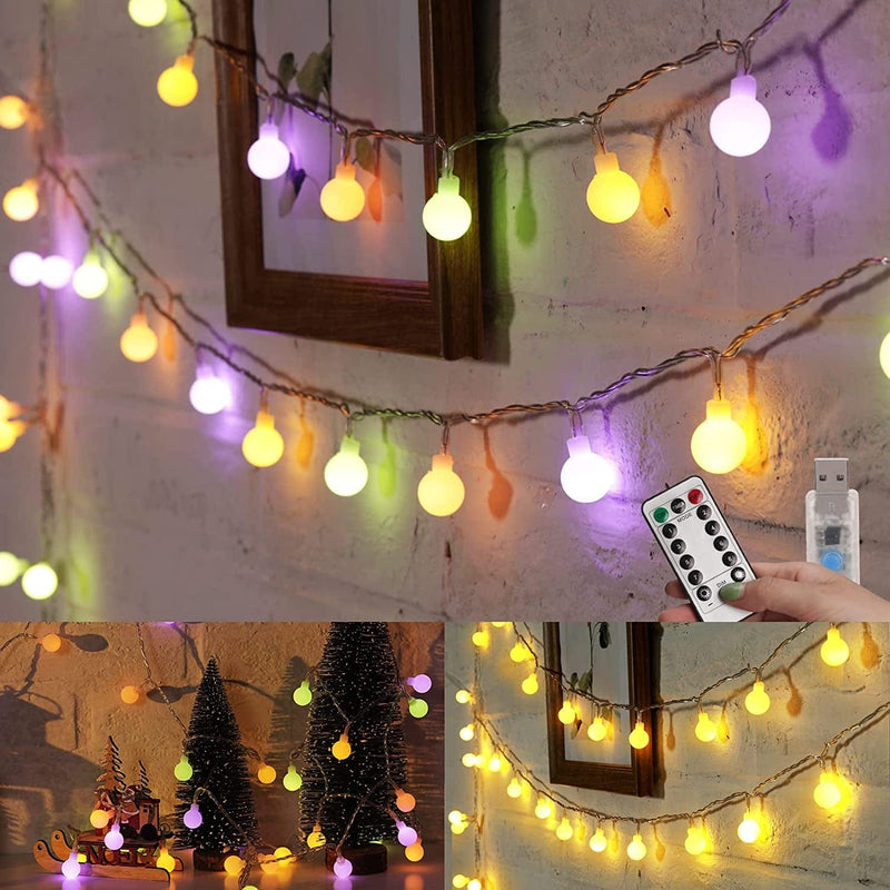 Minetom Globe String Lights, 33 Feet 100 Led Fairy Lights Plug In, 8 Modes with Remote Mini Globe Lights for Indoor Outdoor Bedroom Party Wedding Garden Christmas Tree Decor, Warm White Home & Garden > Lighting > Light Ropes & Strings Minetom Multi + Warm White 33Ft 