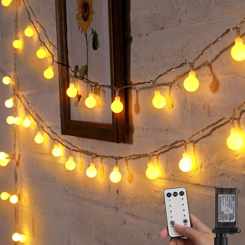 Minetom Globe String Lights, 33 Feet 100 Led Fairy Lights Plug In, 8 Modes with Remote Mini Globe Lights for Indoor Outdoor Bedroom Party Wedding Garden Christmas Tree Decor, Warm White Home & Garden > Lighting > Light Ropes & Strings Minetom Warm White 33Ft 