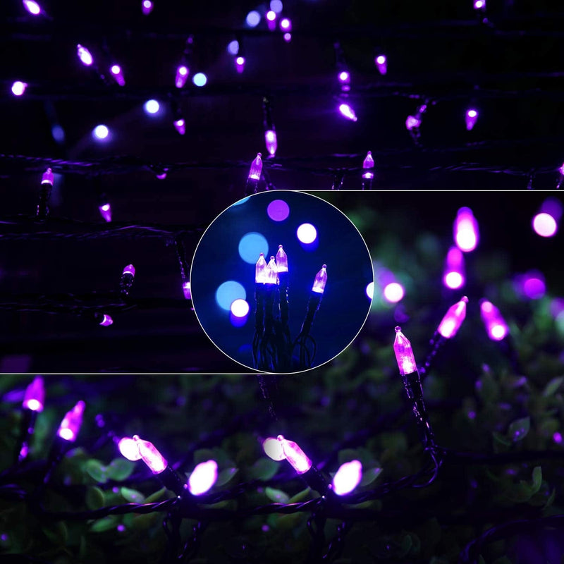 Minetom Halloween String Lights Outdoor, 66Feet 200 Led Purple Lights with 8 Lighting Modes for Halloween Garden Christmas Xmas Tree Lights Decor(Purple) Home & Garden > Lighting > Light Ropes & Strings Minetom   