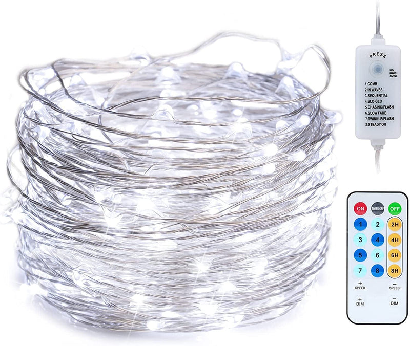 Minetom USB Fairy String Lights with Remote and Power Adapter, 66 Feet 200 Led Firefly Lights for Bedroom Wall Ceiling Christmas Tree Wreath Craft Wedding Party Decoration, Warm White Home & Garden > Lighting > Light Ropes & Strings Minetom Pure White 200 LEDs 