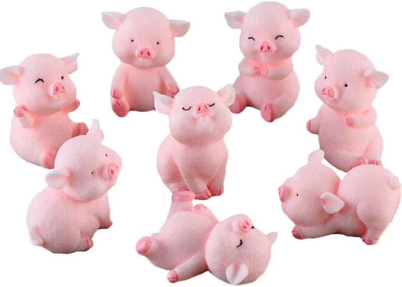 Miniature Pig Figurines 8 Pcs, Cute Pink Piggy Toy Figures Cake Toppers for Fairy Garden Decor Christmas Desk Decoration Home & Garden > Decor > Seasonal & Holiday Decorations MAOMIA   