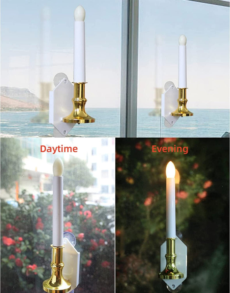 Minsily 4 Pack Solar Flameless Candle Light Solar LED Candle Light Solar Powered Flickering Candle Light Window Wall Lamp Night Light with Suction Cups Candle Light for Outdoor Wall Fence Window Decor Home & Garden > Lighting > Lamps Minsily   