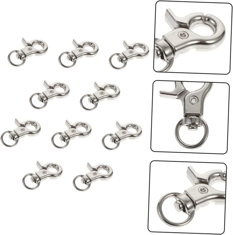 Mipcase 20 Pcs Anti-Escape Hook Buckles Rope Accessories Clip Trigger Parrot Spring Connection Degree Safety Buckle Anti- Cage for Lobster Bird Lock Claw Silver Swivel Belt Feet Door