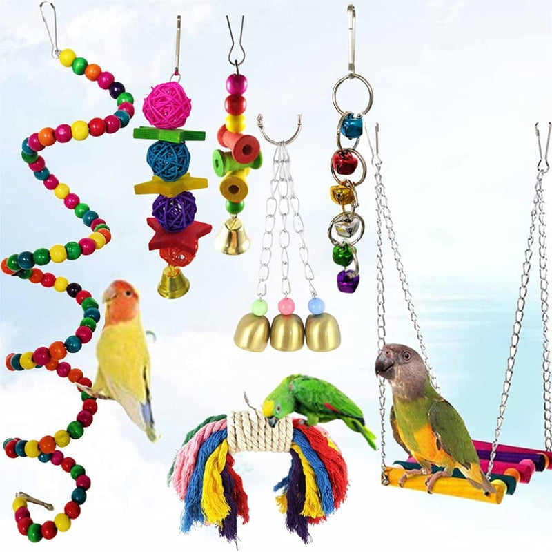 Mipcase Bird Parakeet Toys, 7Pcs Budgie Toys Swing Hanging Parrot Chewing Toy Birds Cage Toy Budgie Accessories for Case Parakeets, Parrots, Budgie Animals & Pet Supplies > Pet Supplies > Bird Supplies > Bird Cages & Stands Mipcase   