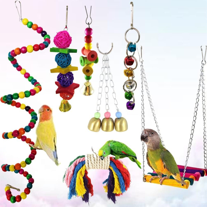 Mipcase Bird Parakeet Toys, 7Pcs Budgie Toys Swing Hanging Parrot Chewing Toy Birds Cage Toy Budgie Accessories for Case Parakeets, Parrots, Budgie Animals & Pet Supplies > Pet Supplies > Bird Supplies > Bird Cages & Stands Mipcase   