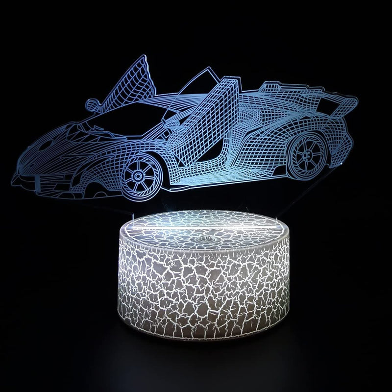 Misgaa Race Car 3D Creative Children'S Nightlight LED Acrylic Nightlight Touch Control 7 Color Changes Usb-Powered Home Decorative Lights or Holiday Christmas Gifts for Boys and Girls