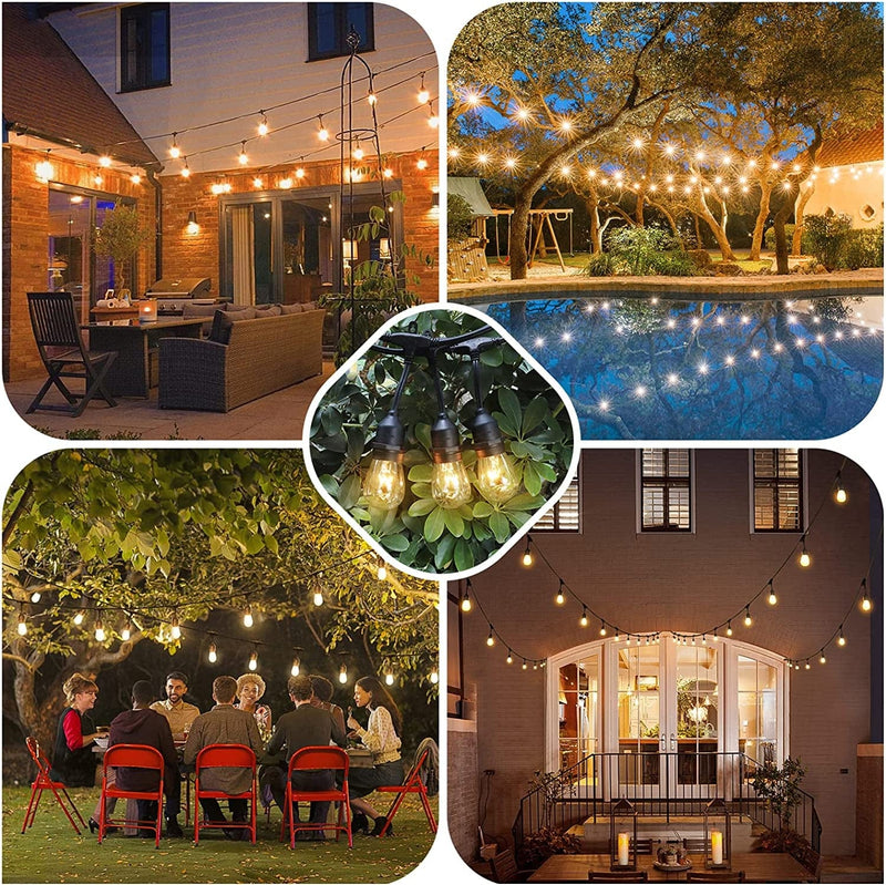 Mlambert 96FT (2 X 48FT) Dimmable Outdoor Bistro String Lights for Patio, Waterproof Hanging Vintage 11W Edison Bulbs, 48Ft Commercial Lights String Perfect for Cafe Backyard Pergola, Blk(96Ft) Home & Garden > Lighting > Light Ropes & Strings Mlambert   