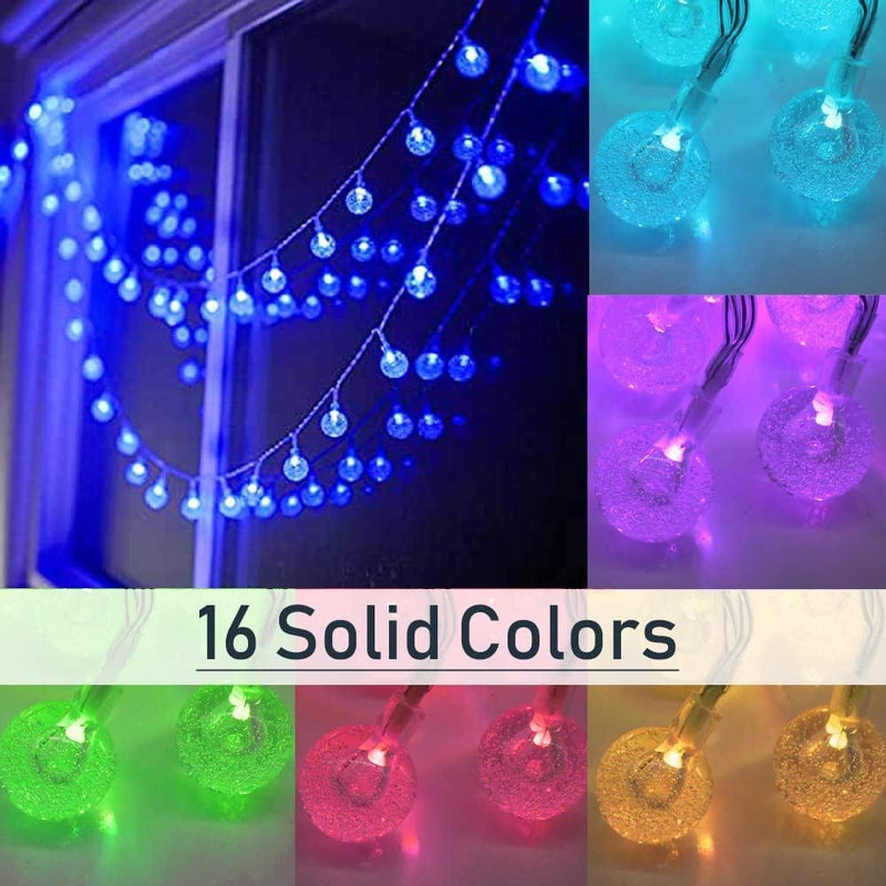Mocalido 50Ft Color Changing Christmas String Lights Indoor, Globe String Lights 75 LED USB Powered, Kids Girls Bedroom Decor with Remote Control, Colored Hanging Crystal Ball Classroom Lights Home & Garden > Lighting > Light Ropes & Strings Mocalido   