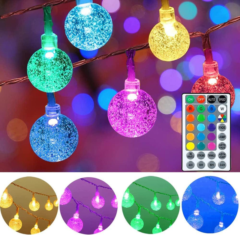 Mocalido 50Ft Color Changing Christmas String Lights Indoor, Globe String Lights 75 LED USB Powered, Kids Girls Bedroom Decor with Remote Control, Colored Hanging Crystal Ball Classroom Lights Home & Garden > Lighting > Light Ropes & Strings Mocalido 40ft  