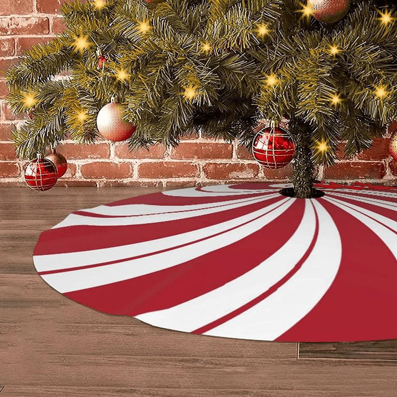 MOLIAN 48" Traditional Christmas Tree Skirt with Swirl Peppermint Candy Design Holiday Party Decoration Home & Garden > Decor > Seasonal & Holiday Decorations > Christmas Tree Skirts MOLIAN   