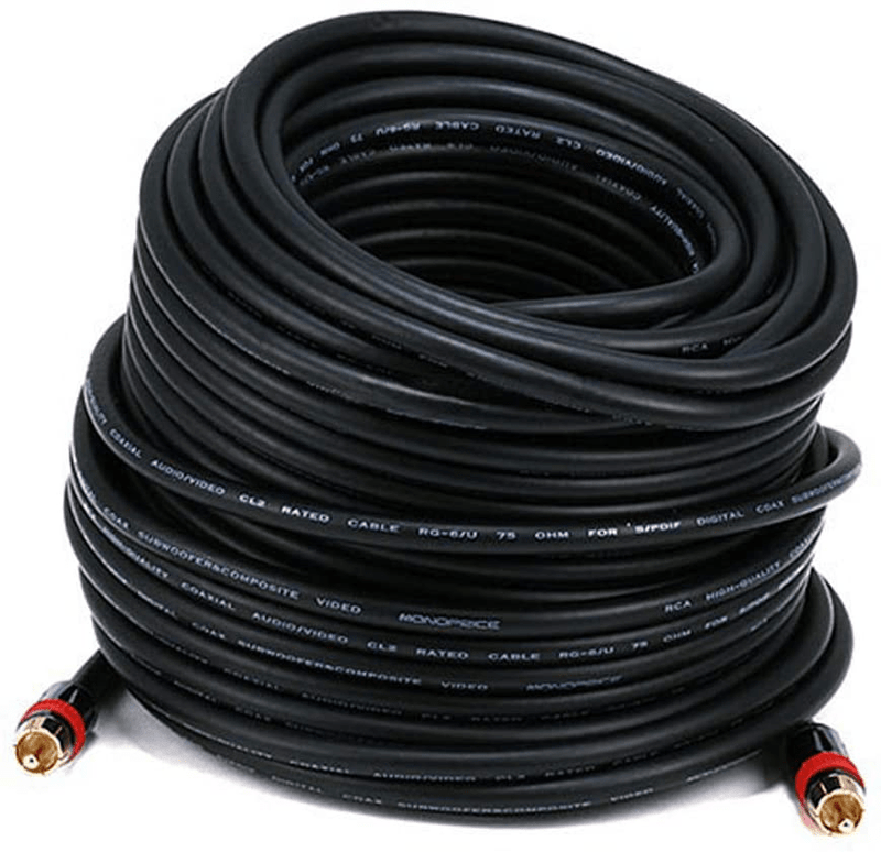 Monoprice 102681 3-Feet RG6 RCA CL2 Rated Digital Coaxial Audio Cable Black Electronics > Electronics Accessories > Cables Monoprice Inc. 100ft  