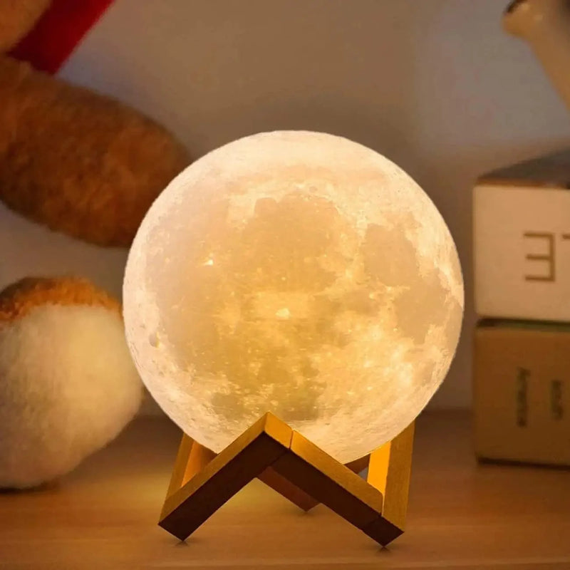 Moon Lamp 2023 Upgrade, AED 3D Moon Light 16 LED Colors with Wooden Stand & Remote/Touch Control and USB Rechargeable, Birthday Gifts for Women Girls Boys Girlfriend 4.8 Inch (Small)