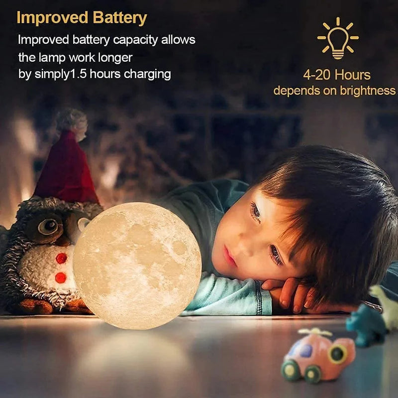 Moon Lamp 2023 Upgrade, AED 3D Moon Light 16 LED Colors with Wooden Stand & Remote/Touch Control and USB Rechargeable, Birthday Gifts for Women Girls Boys Girlfriend 4.8 Inch (Small)