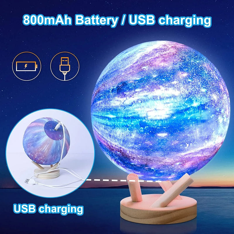 Moon Lamp, GROPINFLY Night Light 16 Colors Galaxy Lamp 3D Light Lamp, Touch & Remote Control, with Wooden Stand, LED Dimmable | Time Setting, Night Light for Office/Home/Gift for Kids Birthday 6 Inch Home & Garden > Lighting > Night Lights & Ambient Lighting GROPINFLY   