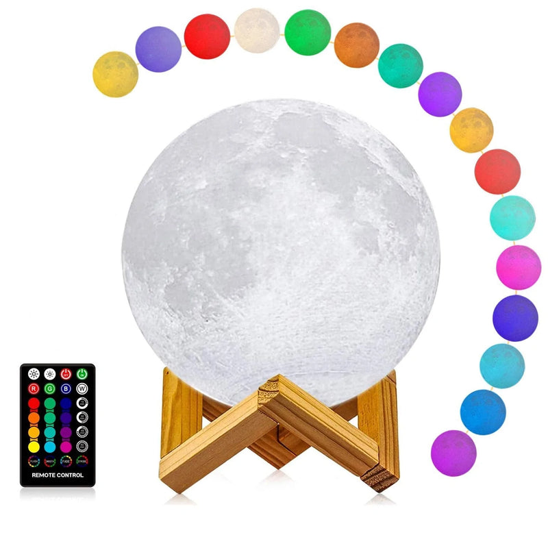 Moon Lamp, LOGROTATE 16 Colors LED Night Light 3D Printing Moon Light with Stand & Remote/Touch Control and USB Rechargeable, Moon Light Lamps for Kids Friends Lover Birthday Gifts (Diameter 4.8 INCH) Home & Garden > Lighting > Night Lights & Ambient Lighting LOGROTATE 7.0 inch  
