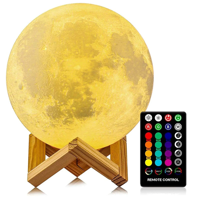 Moon Lamp, LOGROTATE 16 Colors LED Night Light 3D Printing Moon Light with Stand & Remote/Touch Control and USB Rechargeable, Moon Light Lamps for Kids Friends Lover Birthday Gifts (Diameter 4.8 INCH)