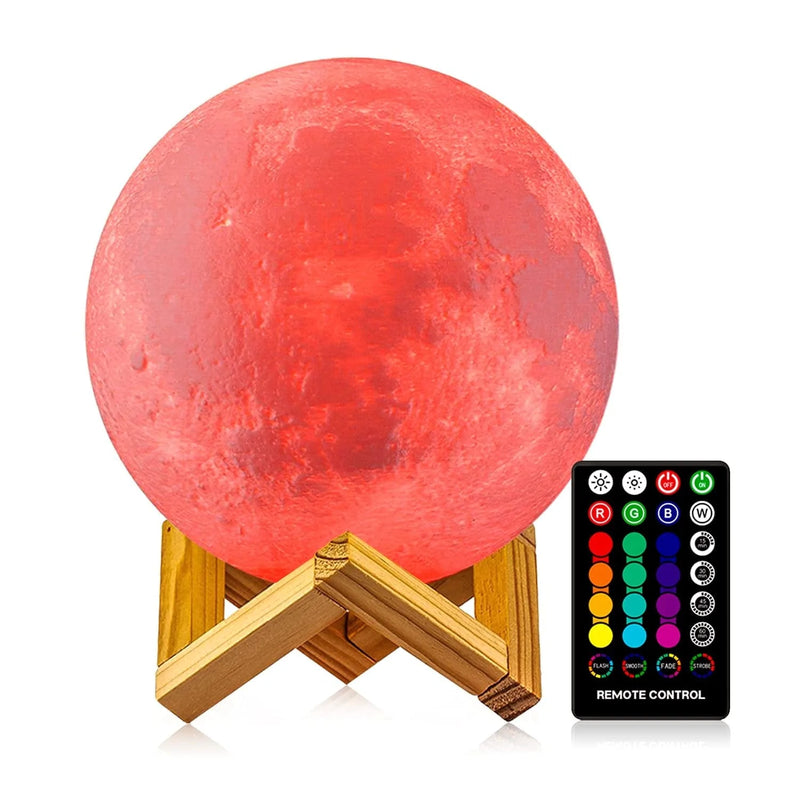 Moon Lamp, LOGROTATE 16 Colors LED Night Light 3D Printing Moon Light with Stand & Remote/Touch Control and USB Rechargeable, Moon Light Lamps for Kids Friends Lover Birthday Gifts (Diameter 4.8 INCH) Home & Garden > Lighting > Night Lights & Ambient Lighting LOGROTATE 5.9 inch  