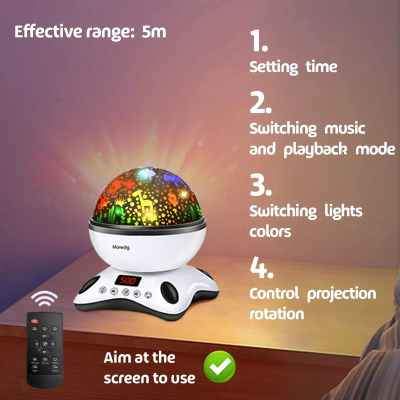 Moredig Night Light Projector, Baby Night Light for Kids with Remote and Timer, 360 Degree Rotating - 8 Color Changing 12 Songs Toddler Night Light Christmas Gifts for Baby - Black Home & Garden > Lighting > Night Lights & Ambient Lighting Moredig   