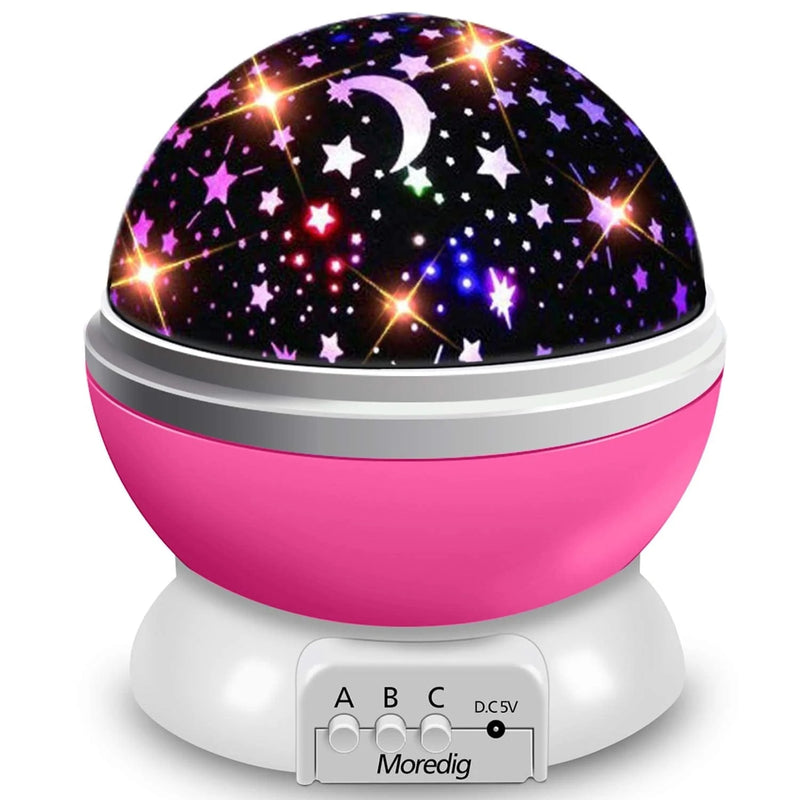 Moredig Night Lights for Kids Room, Star Night Light Projector 360 Degree Rotating Girls Night Light with 8 Color Lighting Change for Baby - Pink Night Light