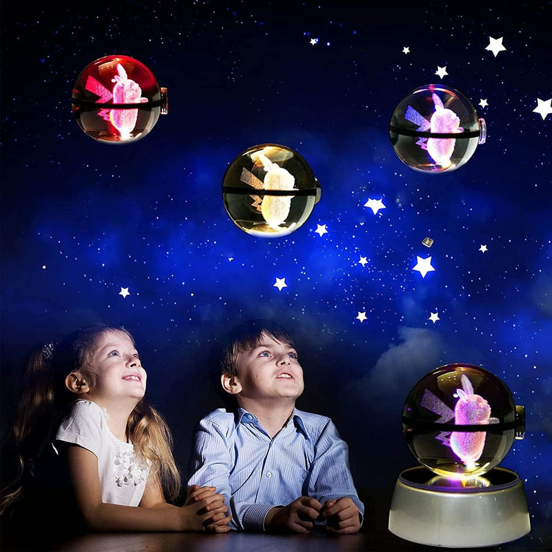 MORICERE 3D Night Light for Kids, Crystal Ball with LED Colorful Lighting Base, Kids Bedroom Decor as Xmas Holiday Birthday Gifts for Boys Girls