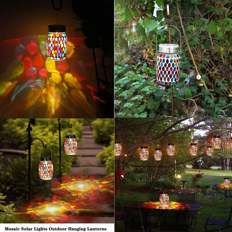 Mosaic Solar Lights Outdoor Hanging Lanterns, Rechargeable Mosaic Solar Lanterns， Outdoor Waterproof Solar Night Lights Table Lamps for Decorations Home & Garden > Lighting > Lamps GUANFU   