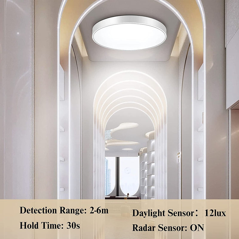 Motion Sensor LED Ceiling Light, 15W 10.6 Inch LED Flush Mount Lighting Fixture IP44 Waterproof Lamp for Indoor/Outdoor, Garage, Bathroom, Stair, Closet Room, Porch, Basement, Hallway, Laundry 4000K Home & Garden > Lighting > Lamps XCOFZOB   