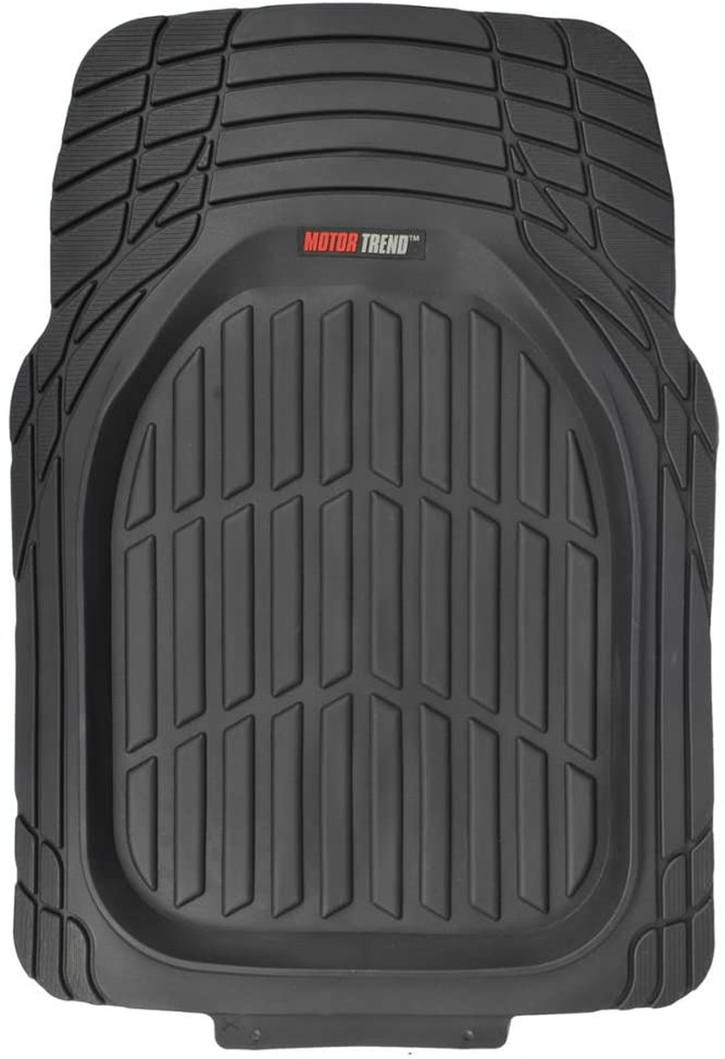 Motor Trend Original FlexTough Black Rubber Car Floor Mats for 3 Row Vehicles – Deep Dish All Weather Automotive Floor Mats, Heavy Duty Trim to Fit Design, Odorless Floor Liners for Cars Truck Van SUV Vehicles & Parts > Vehicle Parts & Accessories > Motor Vehicle Parts > Motor Vehicle Seating Motor Trend   