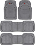 Motor Trend Original FlexTough Black Rubber Car Floor Mats for 3 Row Vehicles – Deep Dish All Weather Automotive Floor Mats, Heavy Duty Trim to Fit Design, Odorless Floor Liners for Cars Truck Van SUV Vehicles & Parts > Vehicle Parts & Accessories > Motor Vehicle Parts > Motor Vehicle Seating Motor Trend Gray  