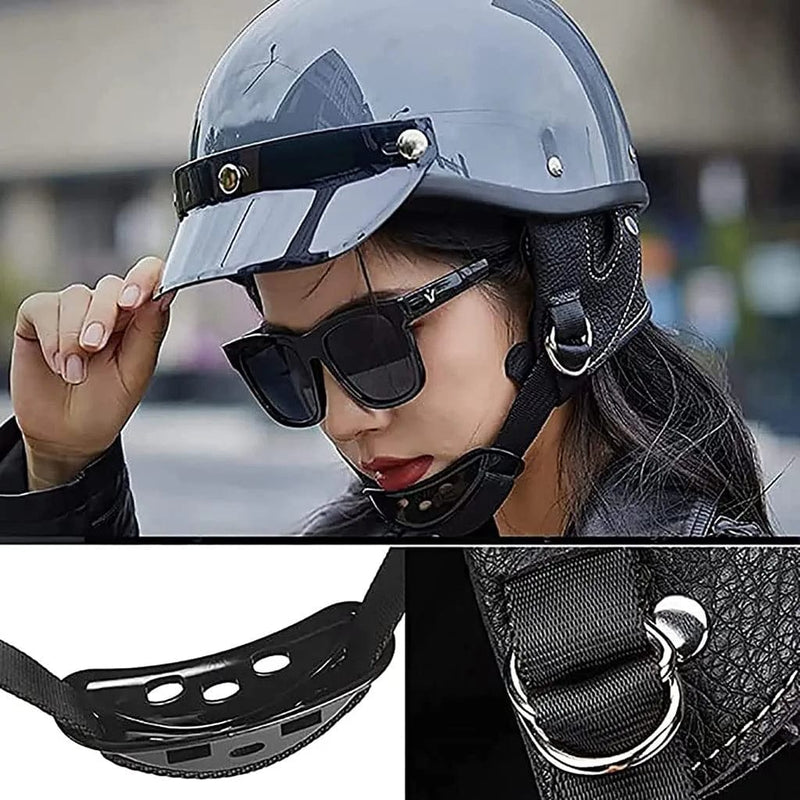 Motorcycle Retro Half Helmet Open Face Fashion Cap Helmet Street Helmet with Sunshield Bicycle Scooter Moped Helmet DOT Certified Outdoor Four Seasons for Adults Men Women Sporting Goods > Outdoor Recreation > Cycling > Cycling Apparel & Accessories > Bicycle Helmets CEGLIA   