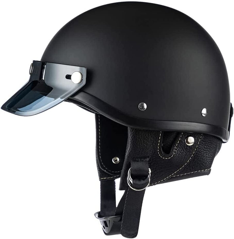 Motorcycle Retro Half Helmet Open Face Fashion Cap Helmet Street Helmet with Sunshield Bicycle Scooter Moped Helmet DOT Certified Outdoor Four Seasons for Adults Men Women Sporting Goods > Outdoor Recreation > Cycling > Cycling Apparel & Accessories > Bicycle Helmets CEGLIA B Small 