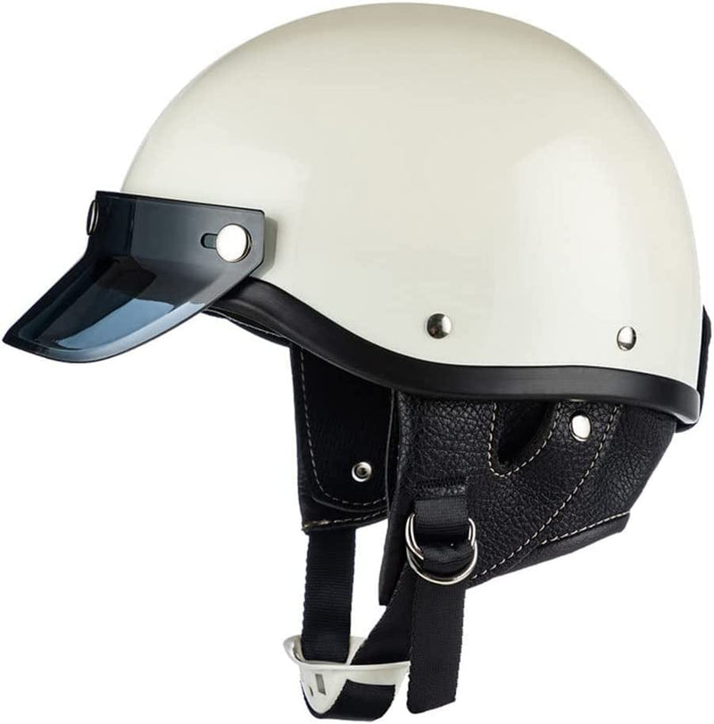 Motorcycle Retro Half Helmet Open Face Fashion Cap Helmet Street Helmet with Sunshield Bicycle Scooter Moped Helmet DOT Certified Outdoor Four Seasons for Adults Men Women Sporting Goods > Outdoor Recreation > Cycling > Cycling Apparel & Accessories > Bicycle Helmets CEGLIA A Large 