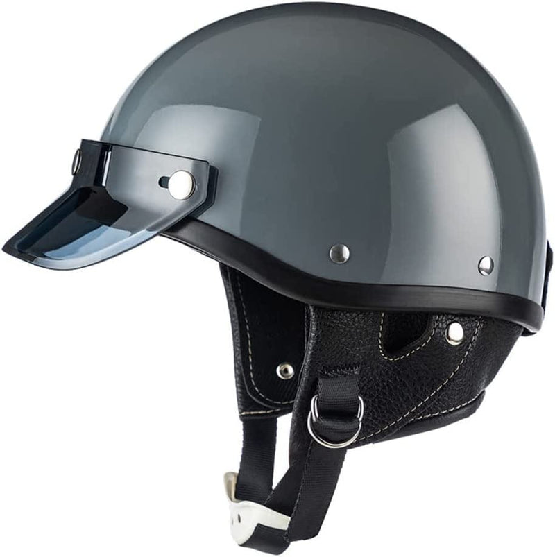Motorcycle Retro Half Helmet Open Face Fashion Cap Helmet Street Helmet with Sunshield Bicycle Scooter Moped Helmet DOT Certified Outdoor Four Seasons for Adults Men Women Sporting Goods > Outdoor Recreation > Cycling > Cycling Apparel & Accessories > Bicycle Helmets CEGLIA D Medium 