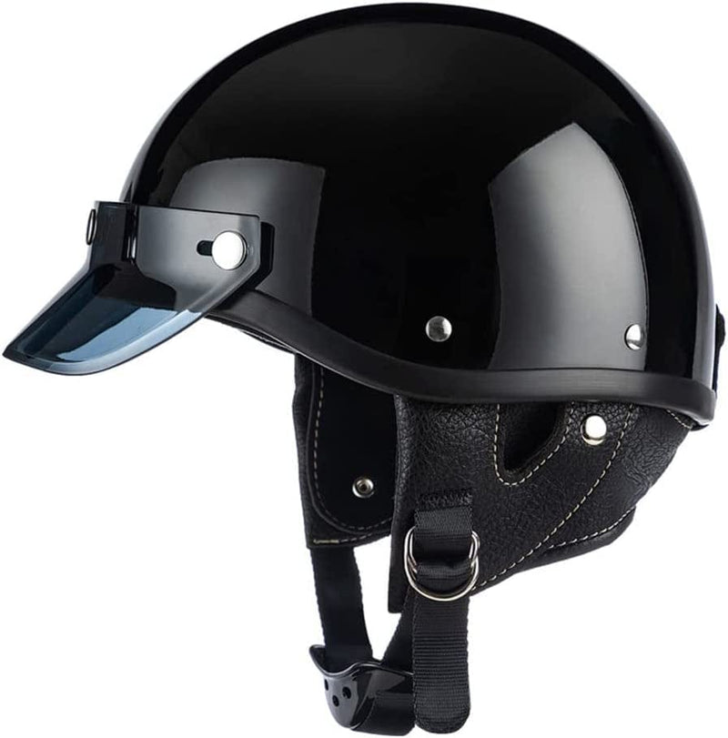 Motorcycle Retro Half Helmet Open Face Fashion Cap Helmet Street Helmet with Sunshield Bicycle Scooter Moped Helmet DOT Certified Outdoor Four Seasons for Adults Men Women Sporting Goods > Outdoor Recreation > Cycling > Cycling Apparel & Accessories > Bicycle Helmets CEGLIA E Small 