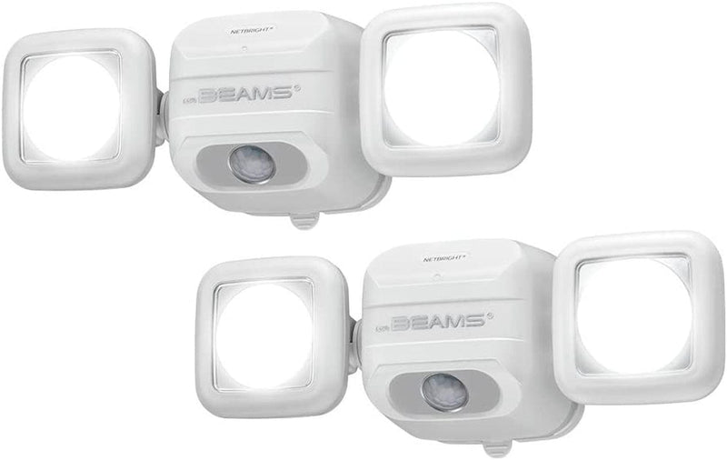 Mr. Beams MBN3000 Netbright 500 Lumen High Performance Wireless Battery Powered Motion Sensing LED Dual Head Security Spotlight, White Home & Garden > Lighting > Flood & Spot Lights Mr. Beams White 2-Pack 