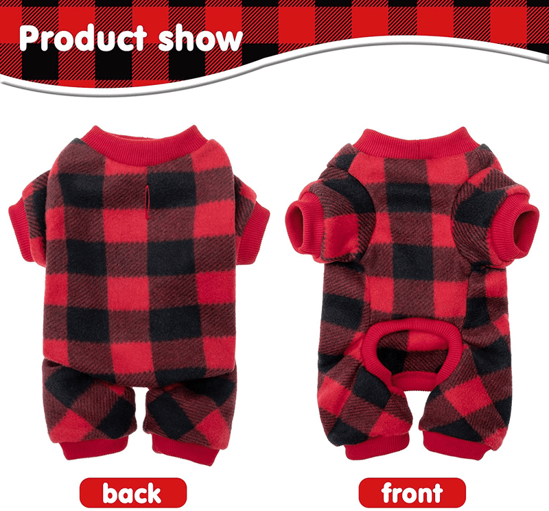 MUDAN 100% Cotton Buffalo Plaid Sweaters Pajamas Dogs Jumpsuits Pet Apparel Cat Onesies Jammies for Dog Pet Clothes