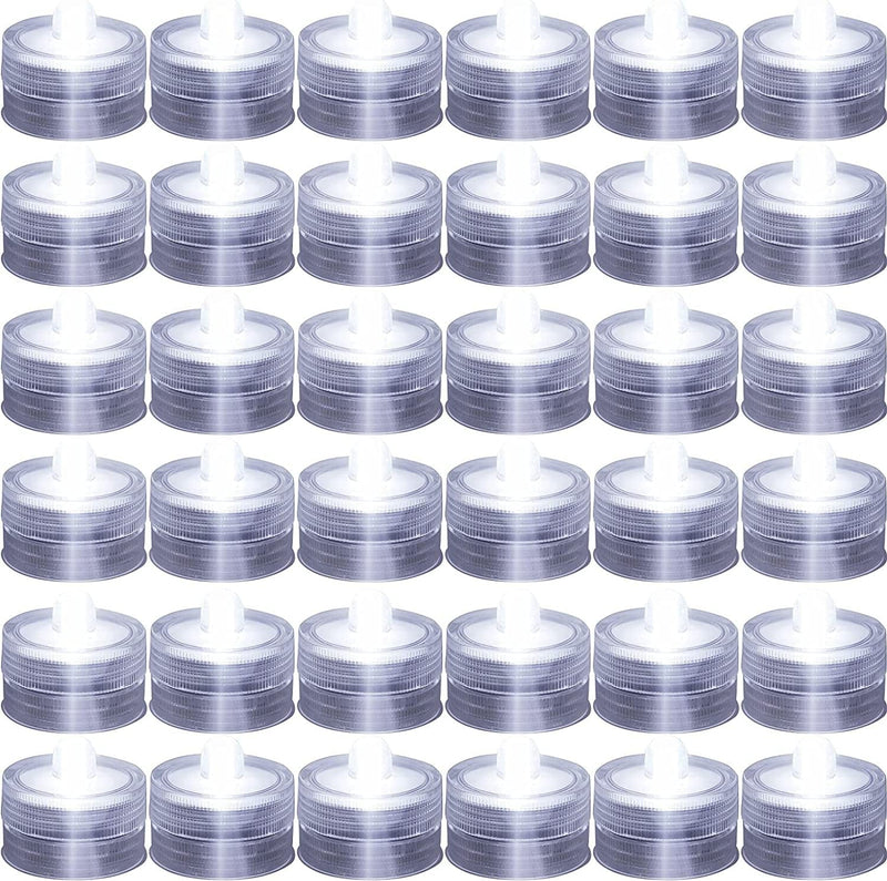 Mudder 36 Pieces Submersible LED Lights Waterproof Tea Lights Battery Operated Tea Lights Flameless Tealight LED Floral Tea Light for Party Wedding (White Light) Home & Garden > Pool & Spa > Pool & Spa Accessories Mudder White Light  