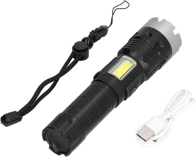 Multifunction LED Flashlight, USB Cycle Charging Flashlight, Zoomable and Waterproof Pocket Torch, COB Sidelight Torches for Outdoor Lighting