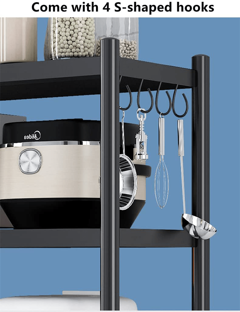 Multipurpose 5-Tier Storage Shelf Display Rack for Kitchen - Black, Adjustable, Stainless Steel, 160X70X40Cm