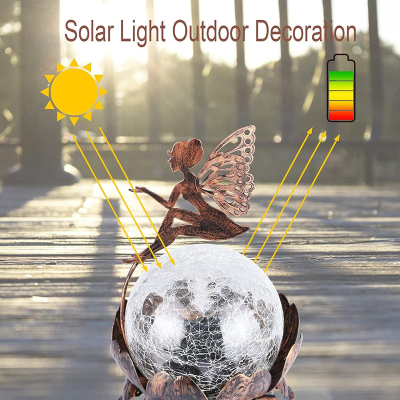 MUMTOP Solar Lantern Fairy Light, Crackle Glass Solar Lights Outdoor LED Waterproof Tabletop Lamp for Table, Yard, Garden, Patio, Lawn Decor Home & Garden > Lighting > Lamps ONLYMONKEY   