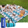Mumu Sugar Picnic Blanket, 3-Layer Outdoor Picnic Blankets Waterproof Foldable 80"x80" Extra Large Picnic Mat - Beach Blanket Sand Proof for Camping,Park,Travelling,Hiking (Blue) Home & Garden > Lawn & Garden > Outdoor Living > Outdoor Blankets > Picnic Blankets SNIDE Blue &White  